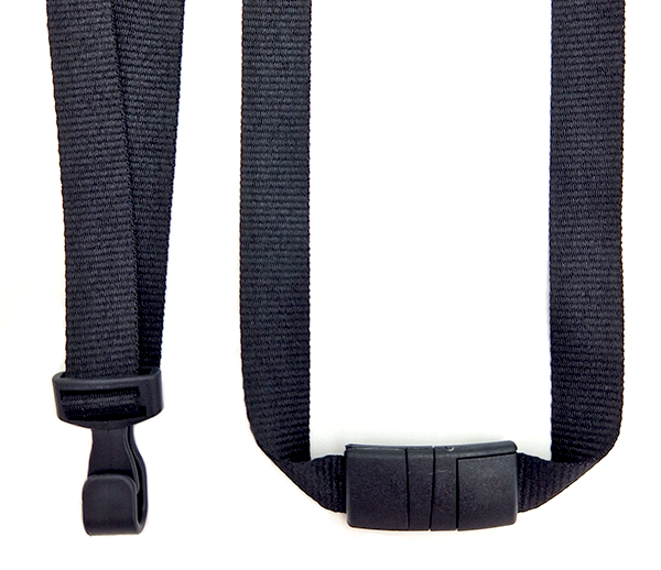 Czarna (Black) - Plastikowy karabińczyk i zakrzywione zapięcie bezpieczeństwa - 15mm